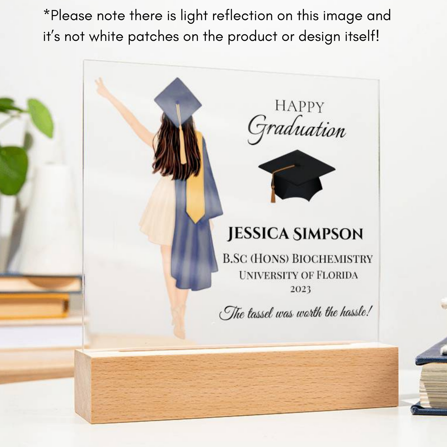 Female Personalised Graduation Gift, Congratulations, Class of 2023 Any Year, Graduation Gift for Daughter, Sister, Girlfriend, Acrylic