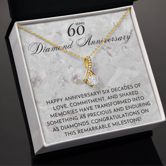 60th Wedding Anniversary Gift, 60 Years Wedding Anniversary Couple Gift, Diamond Anniversary, Necklace for Mom, Necklace for Wife