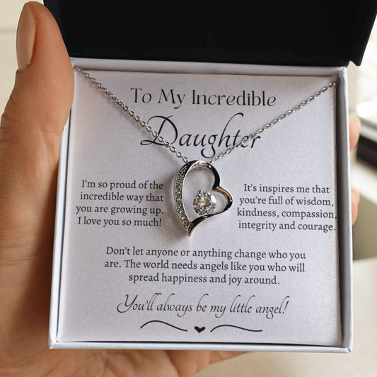Beautiful Gift for Daughter From Dad My Little Angel, My Little Girl Necklace With Meaningful Message, Gift Box, Gift for Daughter From Mom