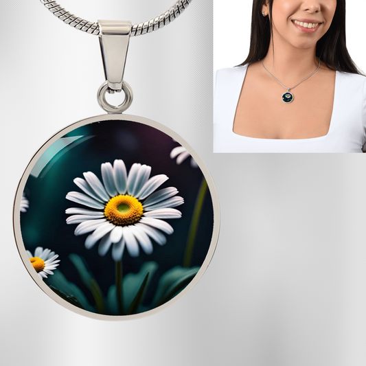 April Birth Month Flower Necklace Daisy Flower Necklace Gift for Her Stainless Steel Gold Pendant flower charms Mothers Valentines Day