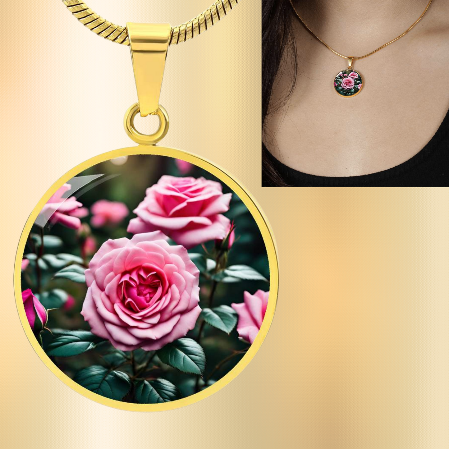 June Birth Flower Rose Necklace, Birth Month Flower Necklace, Engraved Necklace, Floral Gift for Her, Mothers & Valentines Day Necklace