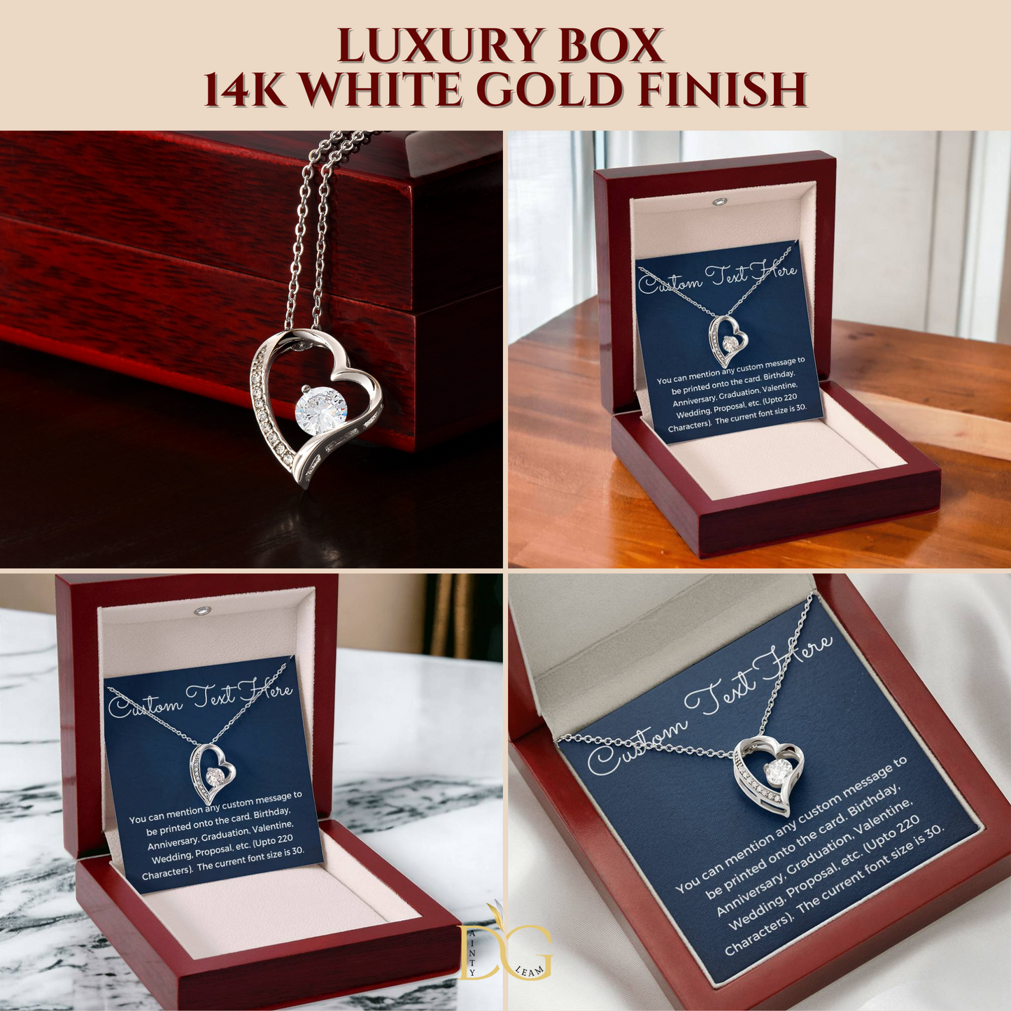 Custom Text Necklace with Beautiful Message Card, Birthday Gift, Anniversary Gift, Promotion Gift, Retirement Gift, Valentine Gift, Unique