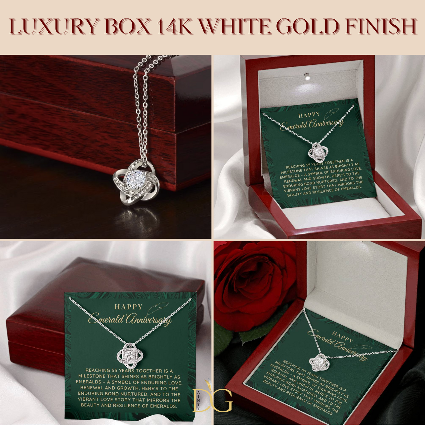 55th Wedding anniversary Gift, Emerald wedding anniversary gift, Wedding Gift, Anniversary milestone gift, Necklace for Wife, for Mom
