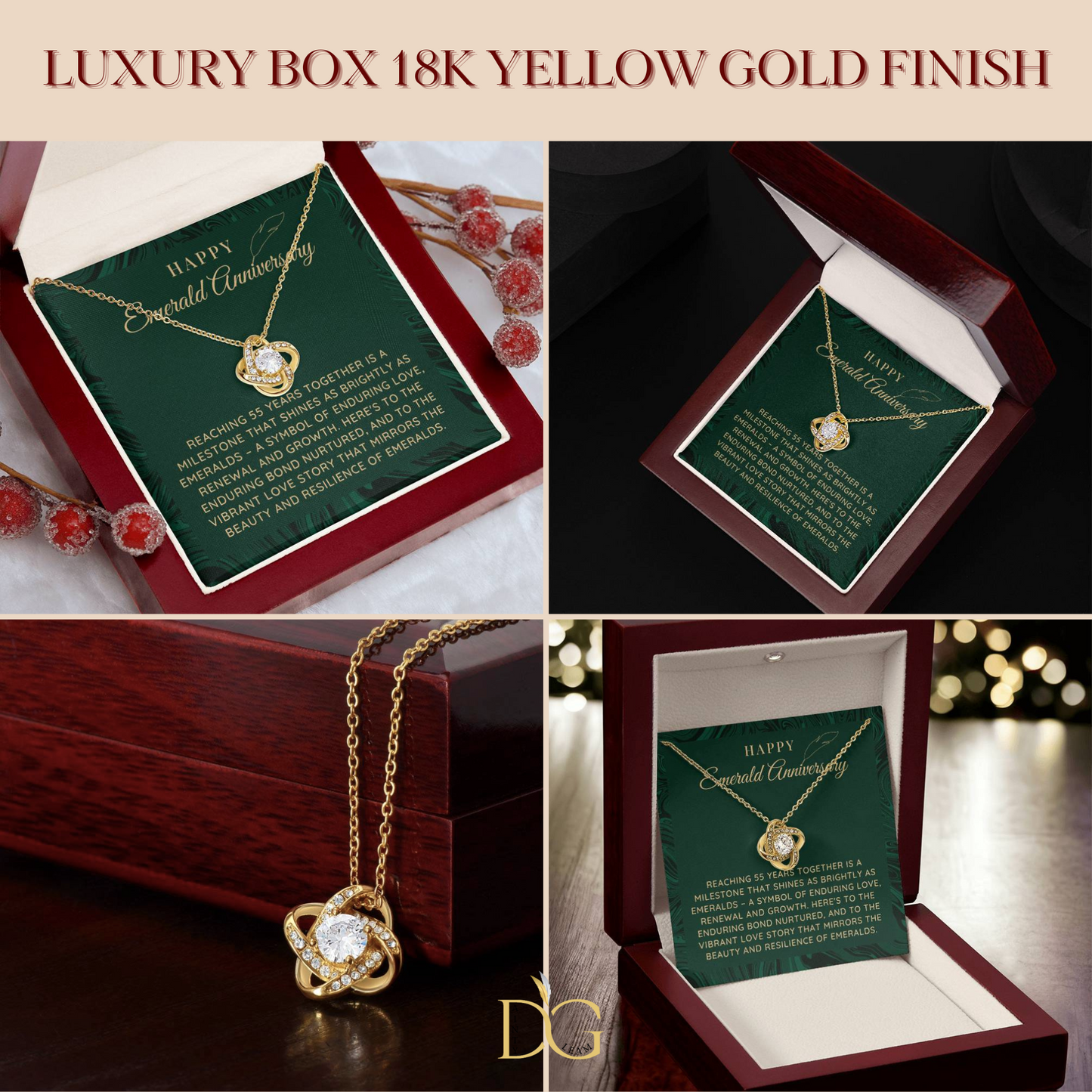 55th Wedding anniversary Gift, Emerald wedding anniversary gift, Wedding Gift, Anniversary milestone gift, Necklace for Wife, for Mom