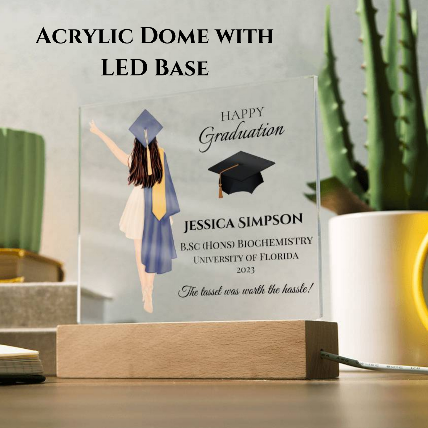 Female Personalised Graduation Gift, Congratulations, Class of 2023 Any Year, Graduation Gift for Daughter, Sister, Girlfriend, Acrylic