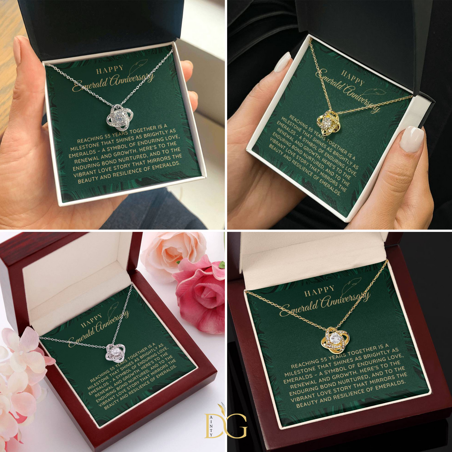 55th Wedding anniversary Gift, Emerald wedding anniversary gift, Wedding Gift, Anniversary milestone gift, Necklace for Wife, for Mom