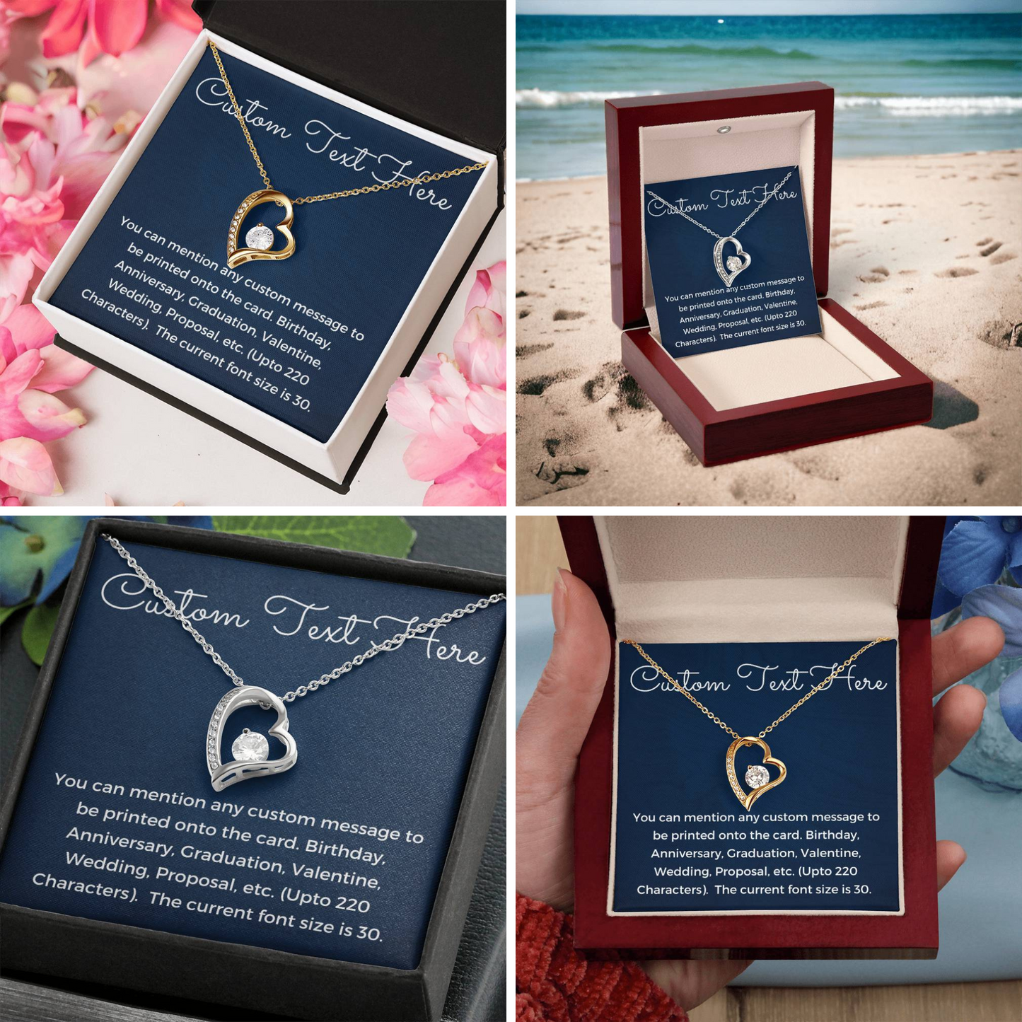 Custom Text Necklace with Beautiful Message Card, Birthday Gift, Anniversary Gift, Promotion Gift, Retirement Gift, Valentine Gift, Unique