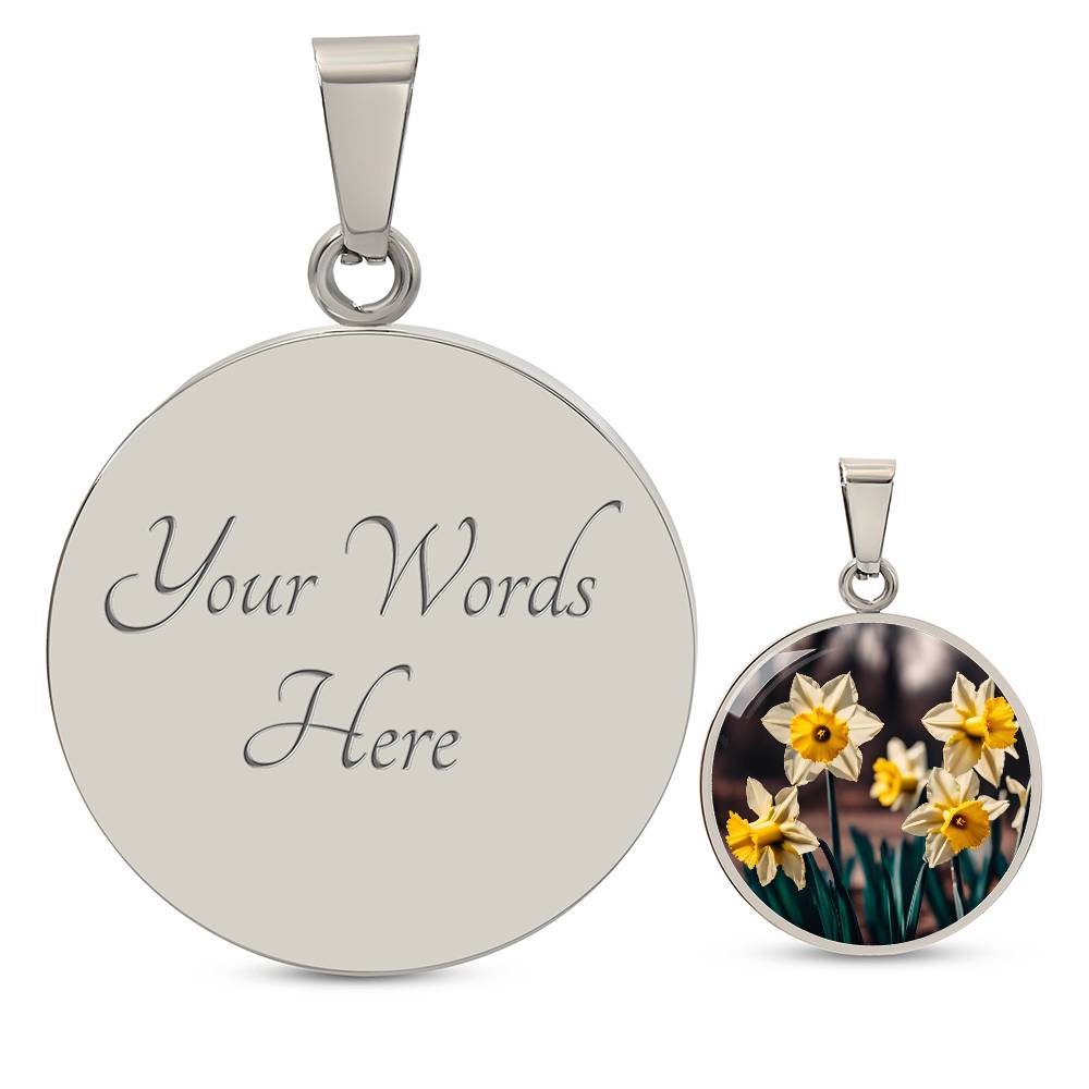 Daffodil Birth Flower Necklace March Birthday Gifts Birth Month Flower Engraved Floral Necklace Botanical Jewelry Valentines Day Mothers Day