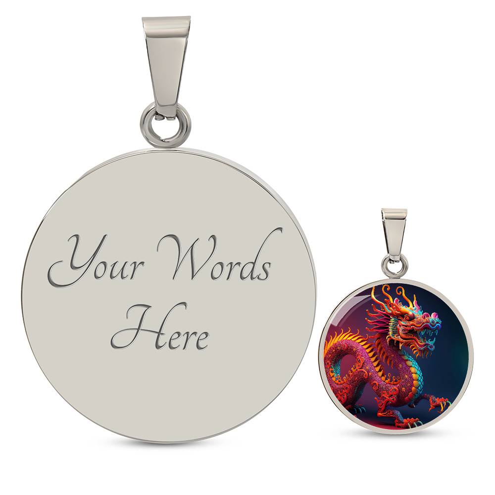 Dragon Pendant Necklace, Jewelry Gift, Chinese Zodiac Animal, 2024 Lunar New Year Pendant, Illuminated Mythical Celestial Dragon Guardian