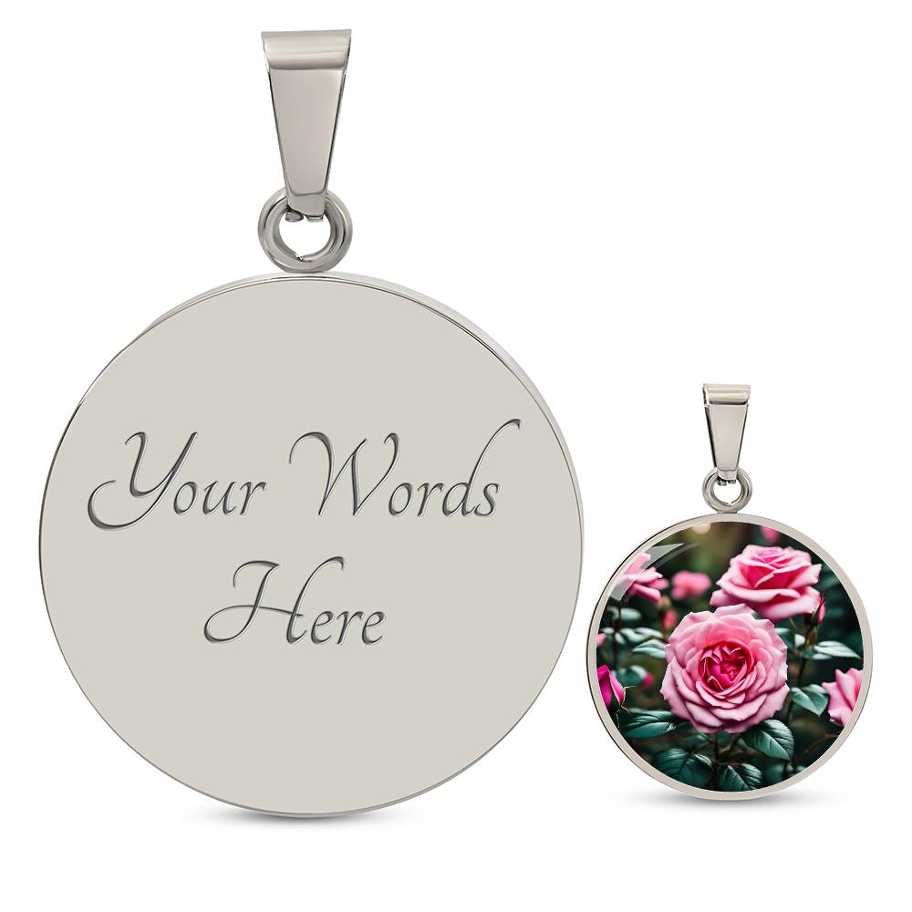 June Birth Flower Rose Necklace, Birth Month Flower Necklace, Engraved Necklace, Floral Gift for Her, Mothers & Valentines Day Necklace