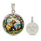 Mama Bear and Cub Stained Glass Personalized Pendant Necklace Gift For Mom Grandma Jewelry Momma Bear Baby Shower Gifts For Birthday