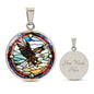 Bald Eagle Stained Glass Art Pendant Necklace Native American Jewelry Gift Zodiac Bird Charm Celtic Spirit Strength Gift for Her Mother Wife