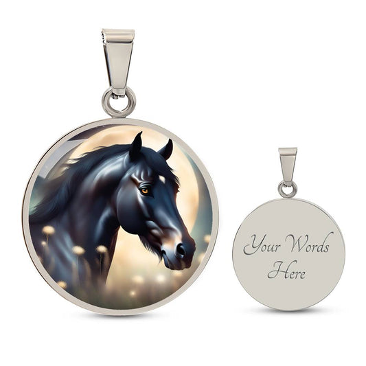 Black Stallion Pendant Necklace Horse Chinese Zodiac Animal Pendant 3D Dreamy Pony Art Jewelry Horse Lover Gift Dream Spirit Animal
