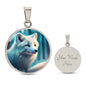 White Arctic Fox Engraved Celtic Native American Zodiac Animal Charm Pendant Personalized Necklace Protection Spirit Companion Jewelry Gift