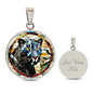 Jaguar Engraved Celtic Native American Zodiac Animal Charm Pendant Stained Glass Art Necklace Protection Spirit Dream Cat Jewelry Gift