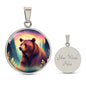 Dreamy Bear Pendant Necklace Gift, Magical Forest Wildlife Jewelry Moonlit Twilight Pastel Flowers Gift For Mom Grandma Mama Bear birthday