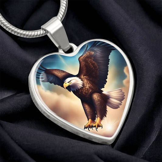 Bald Eagle Stained Glass Art Pendant Necklace Native American Jewelry Gift Zodiac Bird Charm Celtic Spirit Strength Gift for Her Mother Wife