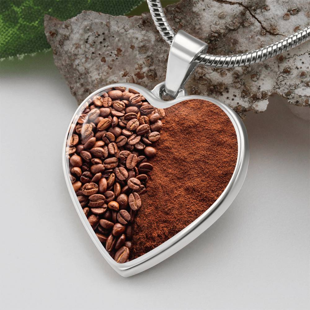 Coffee Bean Coffee Powder Necklace, Coffee Lover Pendant Jewelry, Gift for Caffeine Addicts, Personalised Engraving Necklace, Roasted Coffee