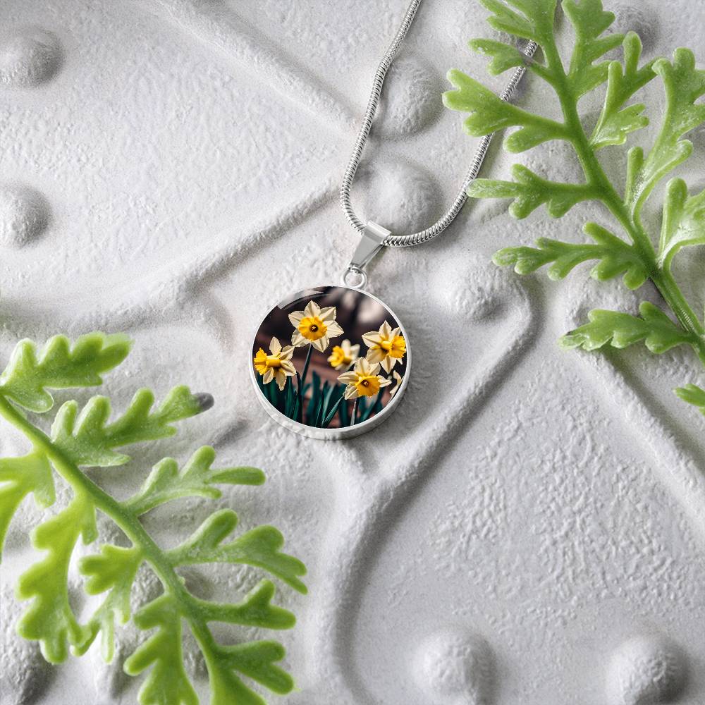 Daffodil Birth Flower Necklace March Birthday Gifts Birth Month Flower Engraved Floral Necklace Botanical Jewelry Valentines Day Mothers Day