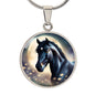 Black Stallion Pendant Necklace Horse Chinese Zodiac Animal Pendant 3D Dreamy Pony Art Jewelry Horse Lover Gift Dream Spirit Animal