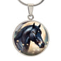 Black Stallion Pendant Necklace Horse Chinese Zodiac Animal Pendant 3D Dreamy Pony Art Jewelry Horse Lover Gift Dream Spirit Animal