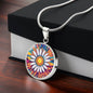 April Birth Month Flower Pendant Necklace Daisy Floral Trippy Art Necklace Gift for Her Daisies Vintage rave birthflower, Groovy Boho Hippie