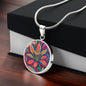 June Birth Flower Honeysuckle Psychedelic Art Pendant Necklace, Boho hippie Retro Floral Jewelry Honeysuckle Groovy Vintage Art Gift for Her
