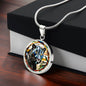 Jaguar Engraved Celtic Native American Zodiac Animal Charm Pendant Stained Glass Art Necklace Protection Spirit Dream Cat Jewelry Gift