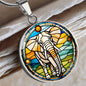 Elephant Faux Stained Glass Personalized Pendant Necklace Gift For Exotic Animal Lover Jewelry For Birthday Gift For Daughter Christmas Gift