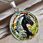 Black Stallion Pendant Necklace Horse Chinese Zodiac Animal Pendant Stained Glass Pony Art Jewelry Horse Lover Gift Dream Spirit Animal