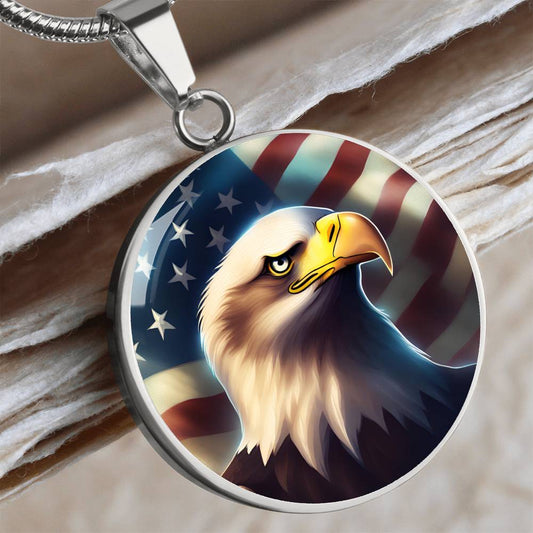 Bald Eagle Stained Native American Pendant Necklace Native American Jewelry Gift Zodiac Bird Charm Celtic Spirit Strength Gift for Mother Wife