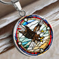 Bald Eagle Stained Glass Art Pendant Necklace Native American Jewelry Gift Zodiac Bird Charm Celtic Spirit Strength Gift for Her Mother Wife