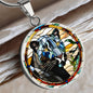 Jaguar Engraved Celtic Native American Zodiac Animal Charm Pendant Stained Glass Art Necklace Protection Spirit Dream Cat Jewelry Gift
