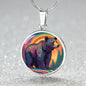 Dreamy Bear Pendant Necklace Gift, Magical Forest Wildlife Jewelry Moonlit Twilight Pastel Flowers Gift For Mom Grandma Mama Bear birthday