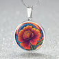Birthflower Carnation Necklace, January Birth Flower Necklace, Flower Design Circle Pendant Mothers Day Necklace & Valentines Gifts For Her