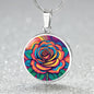 June Birth Flower Rose Necklace, Birth Month Flower Necklace, Engraved Necklace, Floral Gift for Her, Mothers & Valentines Day Necklace