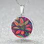 June Birth Flower Honeysuckle Psychedelic Art Pendant Necklace, Boho hippie Retro Floral Jewelry Honeysuckle Groovy Vintage Art Gift for Her