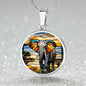 Elephant Faux Stained Glass Personalized Pendant Necklace Gift For Exotic Animal Lover Jewelry For Birthday Gift For Daughter Christmas Gift