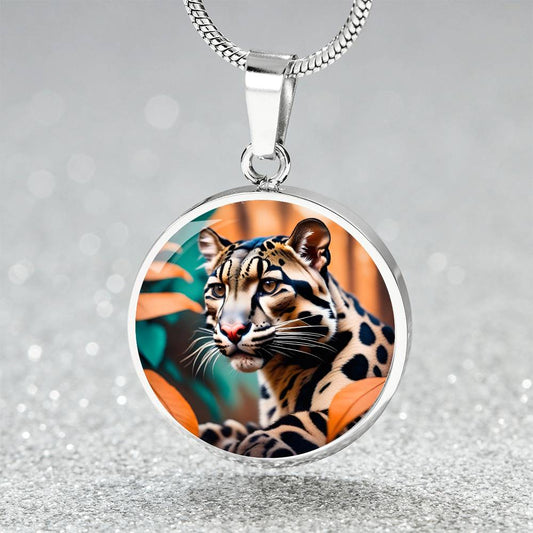 Clouded Leopard Pendant Necklace Personalized Engraved Animal Lover Jewelry Zodiac Charm Spirit Animal Resilience Gift for Her Mother Wife