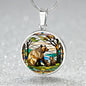 Mama Bear and Cub Stained Glass Personalized Pendant Necklace Gift For Mom Grandma Jewelry Momma Bear Baby Shower Gifts For Birthday