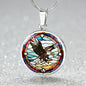 Bald Eagle Stained Glass Art Pendant Necklace Native American Jewelry Gift Zodiac Bird Charm Celtic Spirit Strength Gift for Her Mother Wife