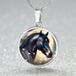 Black Stallion Pendant Necklace Horse Chinese Zodiac Animal Pendant 3D Dreamy Pony Art Jewelry Horse Lover Gift Dream Spirit Animal