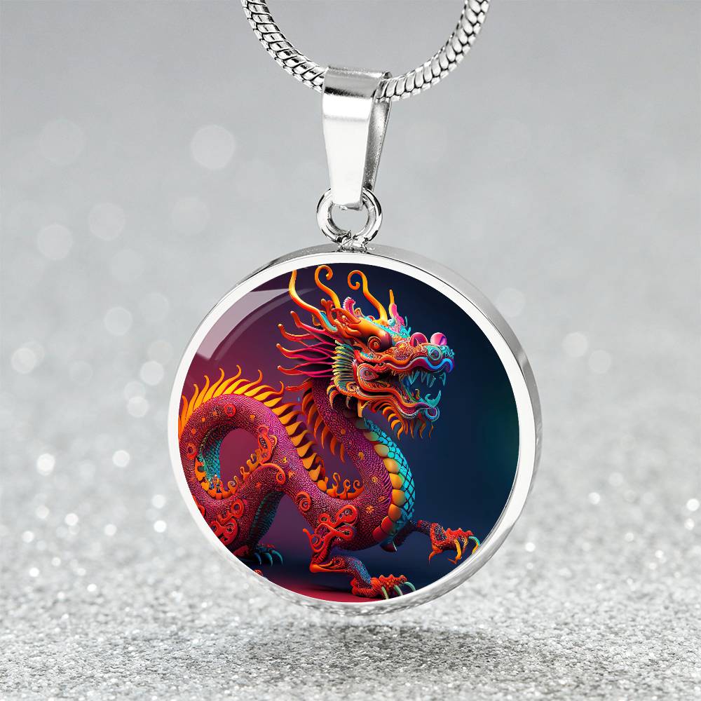 Dragon Pendant Necklace, Jewelry Gift, Chinese Zodiac Animal, 2024 Lunar New Year Pendant, Illuminated Mythical Celestial Dragon Guardian