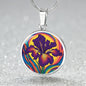 Iris Necklace, Birth Flower Necklace Silver, Birth Month Flower Necklace, Birth Flower Jewelry, February Birthday Gift, Engraved Necklace