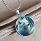 White Arctic Fox Engraved Celtic Native American Zodiac Animal Charm Pendant Personalized Necklace Protection Spirit Companion Jewelry Gift