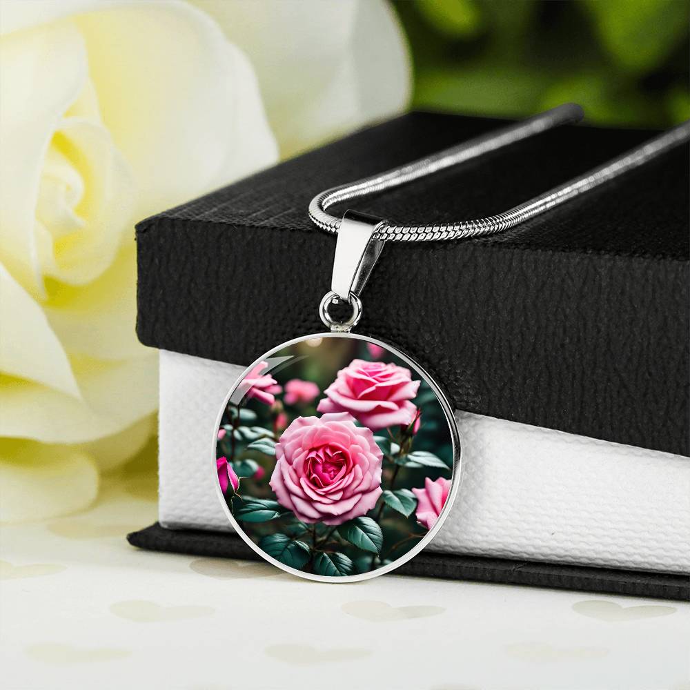 June Birth Flower Rose Necklace, Birth Month Flower Necklace, Engraved Necklace, Floral Gift for Her, Mothers & Valentines Day Necklace