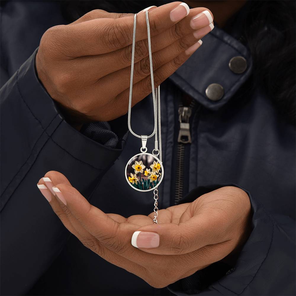 Daffodil Birth Flower Necklace March Birthday Gifts Birth Month Flower Engraved Floral Necklace Botanical Jewelry Valentines Day Mothers Day