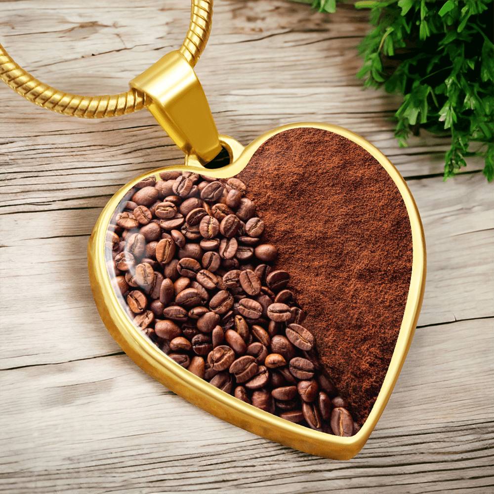 Coffee Bean Coffee Powder Necklace, Coffee Lover Pendant Jewelry, Gift for Caffeine Addicts, Personalised Engraving Necklace, Roasted Coffee