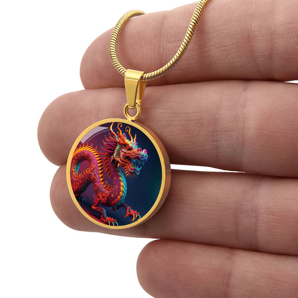Dragon Pendant Necklace, Jewelry Gift, Chinese Zodiac Animal, 2024 Lunar New Year Pendant, Illuminated Mythical Celestial Dragon Guardian