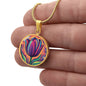Tulip Necklace July Birth Month Flower Jewelry Plant Lover Gift Engraved Gold Floral Pendant Valentines Mothers Day Tulips Nature Lover Gift